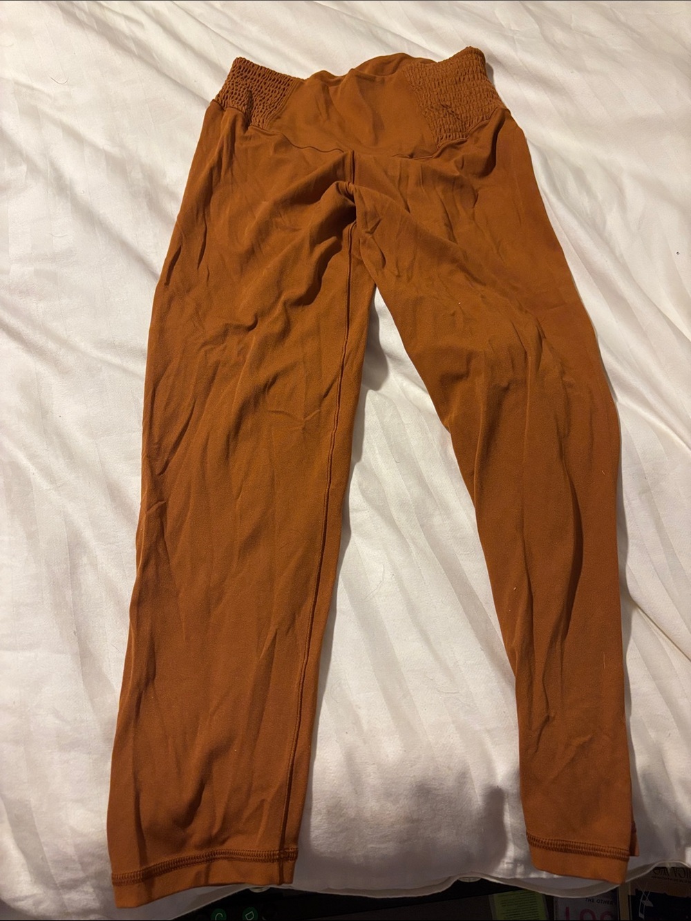 aerie Rust Brown High-Waist Smocked Leggings size L